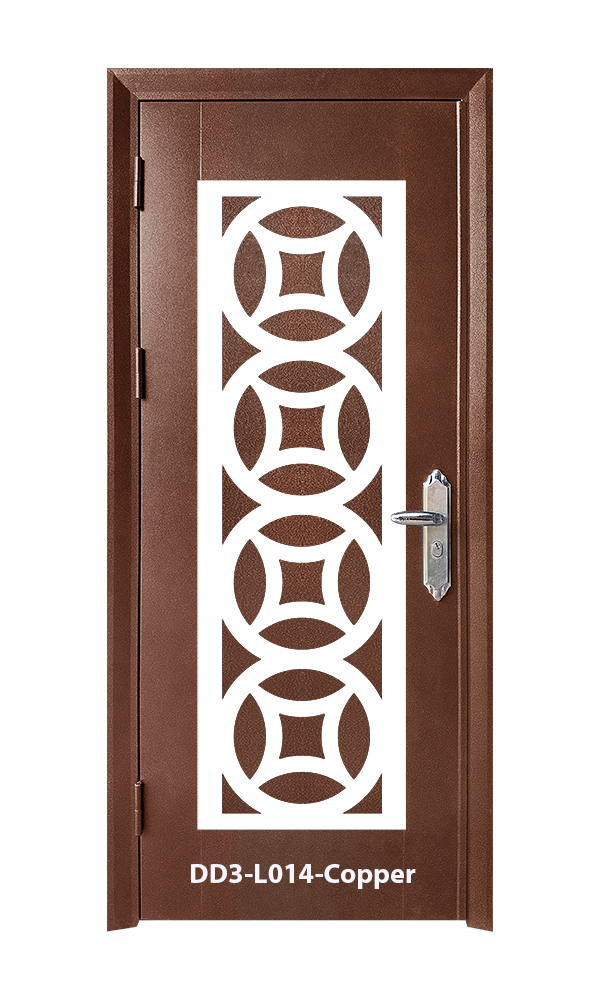 SECURITY DOOR IN DOOR 3'x7'<br> - Laser Cut Design -  DD3-L014-Copper